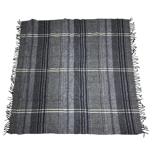 Wool O The West Other - Vintage Wool O The West Black Grey Plaid 100% Wool Throw Blanket 60" x 55" Retro